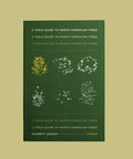 A book titled "A Field Guide to North American Trees" by Loblolly Press, showing illustrated tree species and habitat pages.