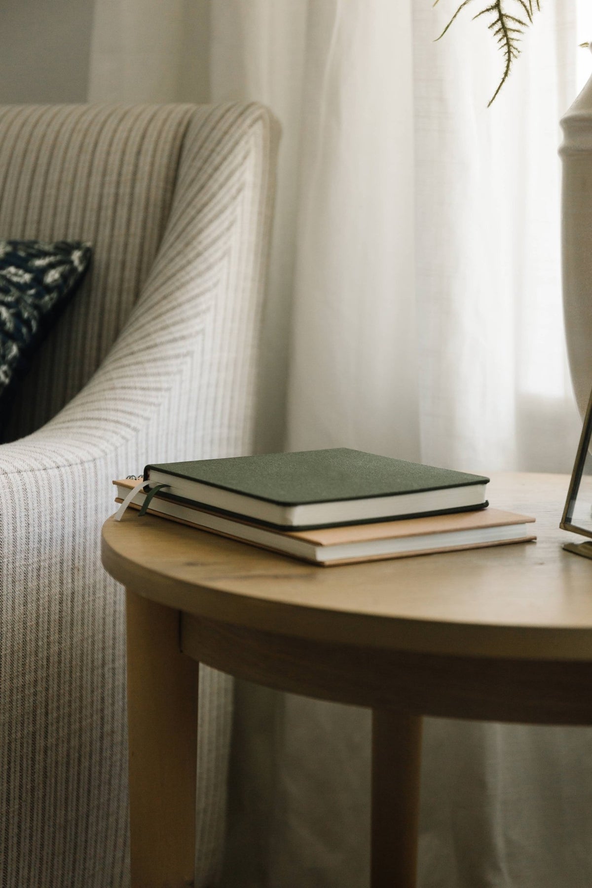 Olive square linen hardcover journal by Loblolly Press, 5.5 x 5.5 inches, blank pages for writing or sketching.